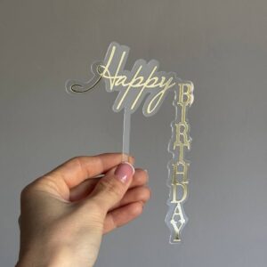 Топер акриловий боковий Happy Birthday