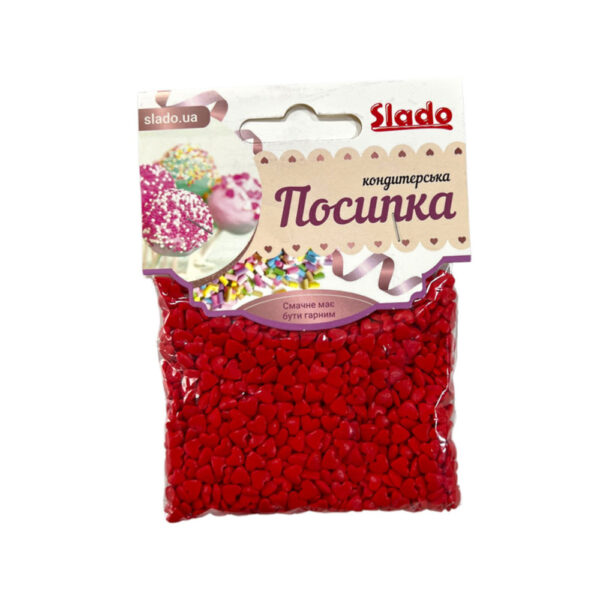 Посипка фігурна червона “Сердечка” 50г Сладо
