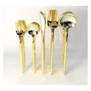 Набір приборів, пластик, золото, 18 см, 5 шт