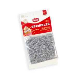 Посипка кондитерська металізована кругла срібна 20г